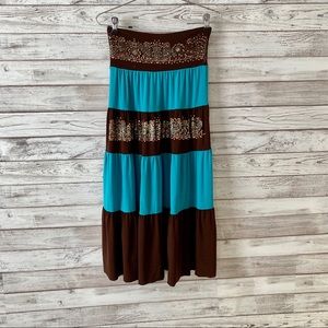 Weather Vane Boho Glitter Maxi Skirt XS